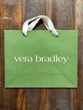 Vera Bradley Green Boutique Gift Bag w/ Ribbon Handles NWOT